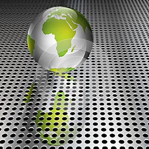 Metallic Green Globe on Chrome Grid