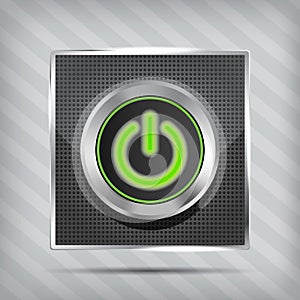 Metallic green power button icon