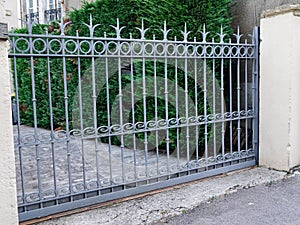 Metallic grey steel suburb metal aluminum gray house gate and slats