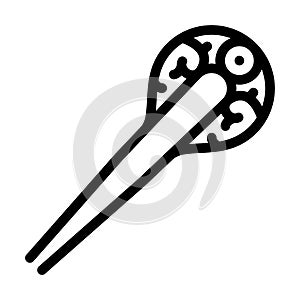 metallic hair pin line icon vector illustration