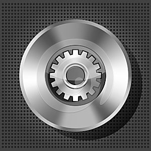 Metallic icon with gear on knob