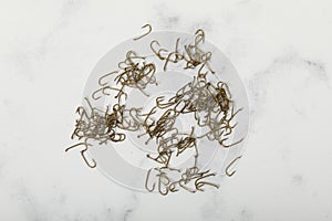 Metallic isolated macro hook steel fishhook pile