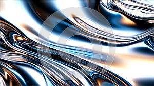 Metallic Liquid Abstract Background â Shiny Chrome Fluid Texture