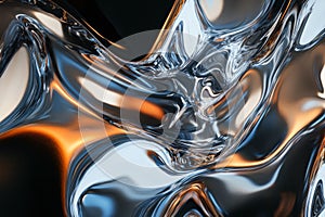 Metallic liquid abstract surface with ripple effect. AI generated
