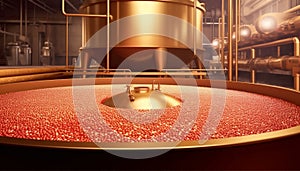 Metallic machinery ferments liquid in shiny stainless steel storage tanks generated by AI photo