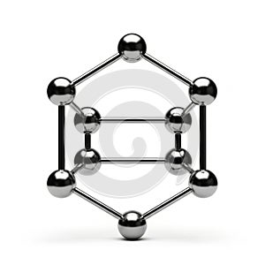 Metallic Molecular Structure Model with Spheres and Rods on a White Background molecule science