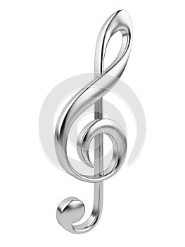 Metallic music note 3D. Icon isolated on white