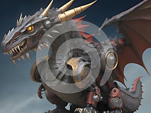 Metallic Mythos: Futuristic Dragon Robot