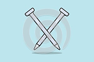 Metallic nail for joining wooden vector illustration. Working tools equipment icon concept. Build and repair symbol logo design.