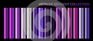 Metallic neon blue purple chrome gradient vector colorful palette set