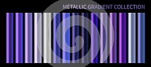 Metallic neon blue purple chrome gradient vector colorful palette set