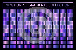 Metallic neon blue purple chrome gradient vector colorful palette set