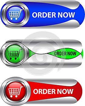 Metallic order now button/icon set