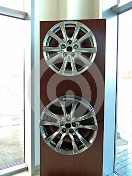 Metallic And Painted Wheel Rims Showing At Car Parts Store