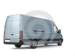 Metallic pale blue delivery van - back view