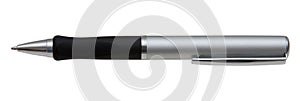 Metallic Pen with Black Grip Isolated On White