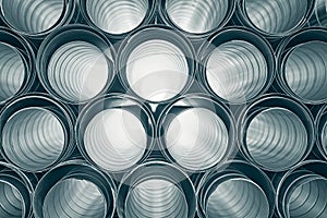 Metallic Pipes stacked in rows pattern
