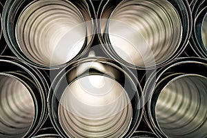 Metallic Pipes stacked in rows pattern