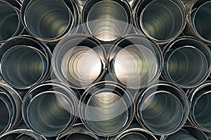 Metallic Pipes stacked in rows pattern