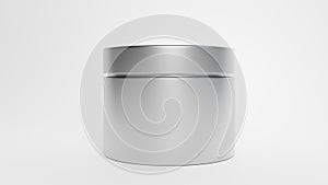 Metallic Plasstic Jar Mockup on white background font view  3D rendering