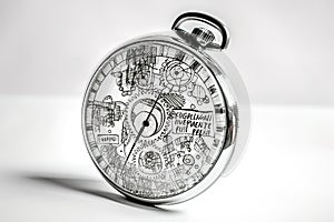 metallic pocket watch filled with small details of bearing and traditional. Generative AI