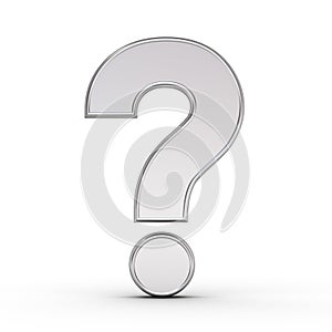 Metallic question mark isolated over white background