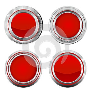 Metallic realistic red buttons collection.