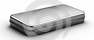 Silver Metal Box on White Background