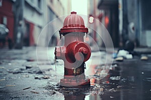 Metallic Red fire hydrant. Generate Ai