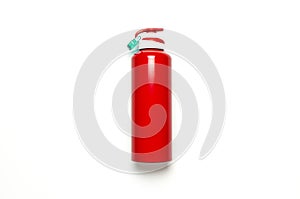 Metallic red sports water bottle on white isolated background top view copy space. Concept of drinking water, healthy lifestyle.