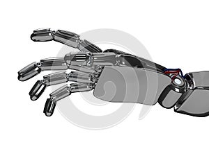 Metallic robot hand. 3d rendering
