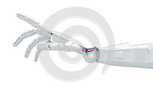 Metallic robot hand. 3d rendering