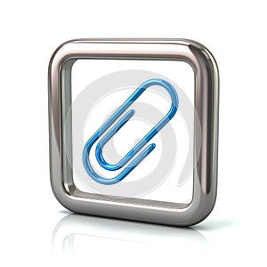 Metallic rounded square frame with blue paper clip icon