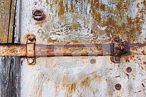 Metallic rusted items. Rust lock mechanism in abandoned factory