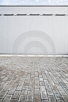 Metallic sheet on a modern industrial building