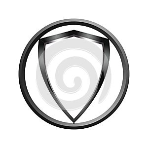 Metallic shield frame in metallic circle border