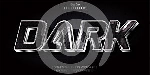 Metallic silver editable text effect on crack textured black background