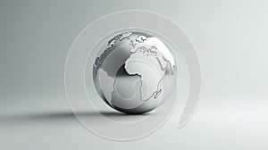 Metallic Silver Globe on White Background
