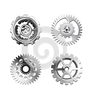 Metallic Silver Industrial Gears - 1