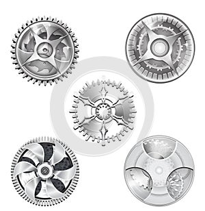 Metallic Silver Industrial Gears - 2