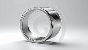 Metallic Silver Ring on Gray Gradient Background Elegant Product Shot