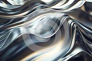Metallic silver wavy lines creating an abstract pattern