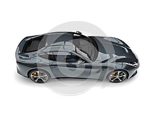 Metallic slate gray modern luxury concept car - top down side view