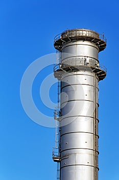 Metallic smokestack with stairs