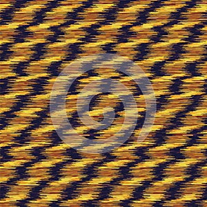 Metallic Space Dyed Glow Rope Twist Stripe Background. Texture. Mottle Effect Seamless Pattern. Vibrant Diagonal Line