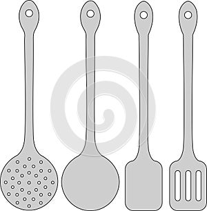 Metallic Spatula Set Vector Illustration