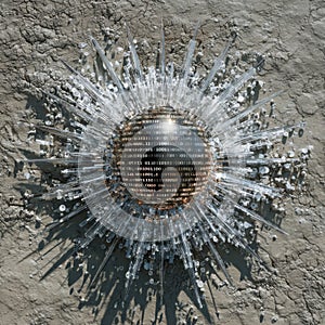 digital sphere crystal burst earth