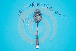 Spoon with microplastics