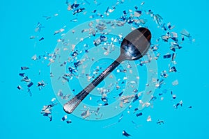 Spoon with microplastics