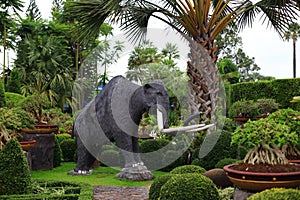 Metallic statue of mammoth photo